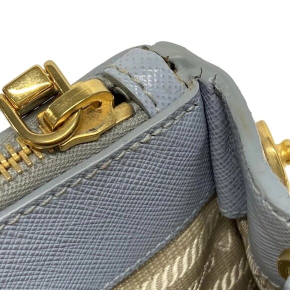 Auth PRADA Galleria Mini Bag - Light Blue Leather Tote Bag - Picture 10 of 16